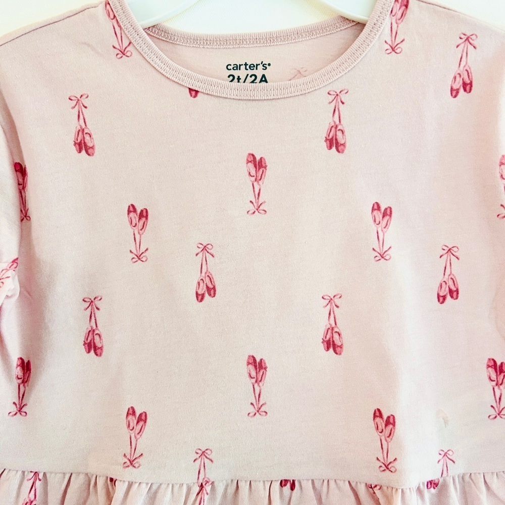 NWT Carter’s 2T Pink Ballet Print Peplum Top | Toddler Girl - Picture 4 of 6